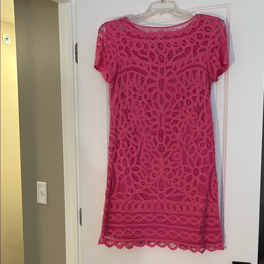 Lilly Pulitzer Pink Sheath Mini Dress with Crew Neck